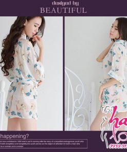 Áo choàng voan hoa xanh VN061 12