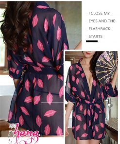 Váy choàng ngủ sexy họa tiết môi VN018R 4 váy choàng ngủ sexy
