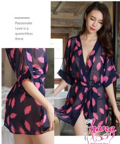Váy choàng ngủ sexy họa tiết môi VN018R 7 Váy choàng ngủ sexy họa tiết môi VN018R 10