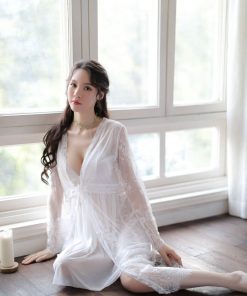 Váy ngủ voan lụa kèm áo choàng tiểu thư VN119 4 váy ngủ voan lụa sexy
