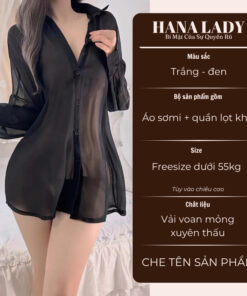 Váy Ngủ Voan Sexy - Áo Sơ Mi Ngủ Xuyên Thấu Kèm Quần Lọt Khe VN115 9