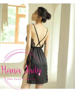 Váy ngủ phi lụa phối ren xẻ tà VN120 11