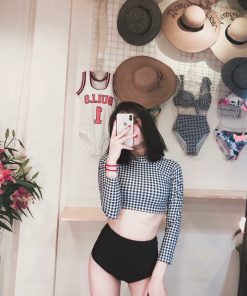 Bikini tay dài sọc caro BN147 - giúp chị em tự tin 3 bikini tay dài