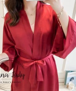 Váy choàng ngủ lụa pijama trơn cao cấp VN208 6 Choàng ngủ pijama trơn cao cấp PJ208