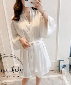 Váy choàng ngủ lụa pijama trơn cao cấp VN208 5 Váy choàng ngủ lụa pijama trơn cao cấp PJ208