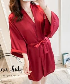 Váy choàng ngủ lụa pijama trơn cao cấp VN208 4 Choàng ngủ lụa pijama trơn cao cấp PJ208