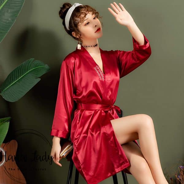 Váy choàng ngủ lụa pijama trơn cao cấp VN208 10 Váy choàng ngủ lụa pijama trơn cao cấp PJ208