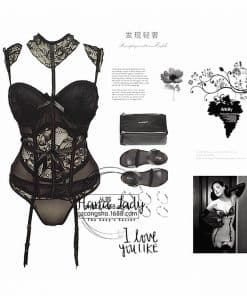 Set bộ ngủ croset siết eo nơ cổ sexy VN219 9 set đồ ngủ quyến rủ