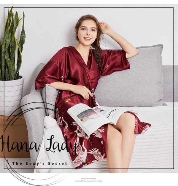 Váy choàng ngủ pijama lụa cao cấp chân hạt VN210 10 Váy choàng ngủ pijama lụa cao cấp chân hạt VN210