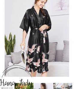 Váy choàng ngủ pijama lụa cao cấp chân hạt VN210 4 Váy choàng ngủ pijama lụa VN210