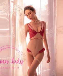 Bodysuit thun lạnh phối bèo đỏ sexy VN204 10