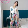 Pijama lụa tơ tằm cao cấp họa tiết cô gái PJ053 2 pijama cao cấp