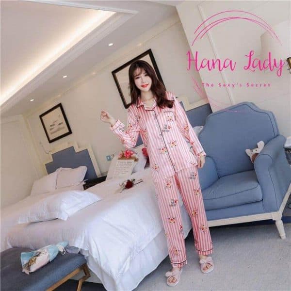 Pijama lụa dài tay