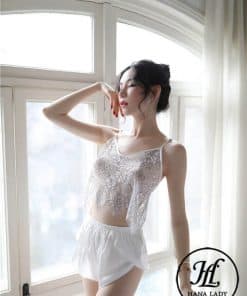 Bộ ngủ lụa áo ren xuyên thấu sexy VN258 10 Bộ ngủ lụa áo ren xuyên thấu sexy VN258 19
