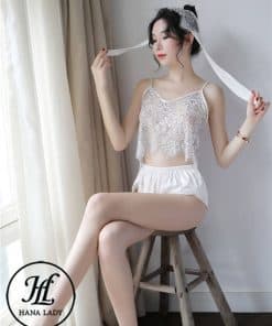 Bộ ngủ lụa áo ren xuyên thấu sexy VN258 9 Bộ ngủ lụa áo ren xuyên thấu sexy VN258 18