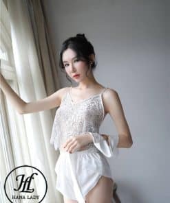 Bộ ngủ lụa áo ren xuyên thấu sexy VN258 5 Bộ ngủ lụa áo ren xuyên thấu sexy VN258 14