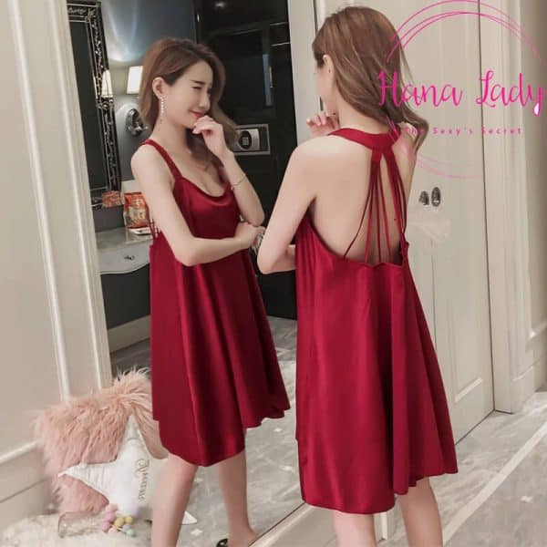 Những mẫu đầm ngủ pijama lụa cho cô nàng bánh bèo 4 váy ngủ dây hở lưng