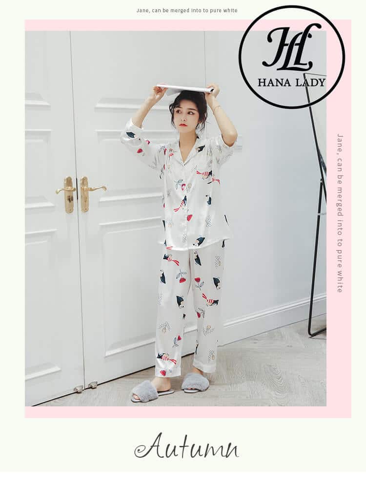 Pijama lụa tơ tằm họa tiết chim hoa lá cao cấp PJ145 13 Pijama lụa tơ tằm họa tiết chim hoa lá cao cấp PJ145