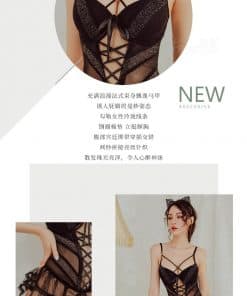 Bộ ngủ dây đan ngực kèm kẹp tất siêu sexy VN266 13