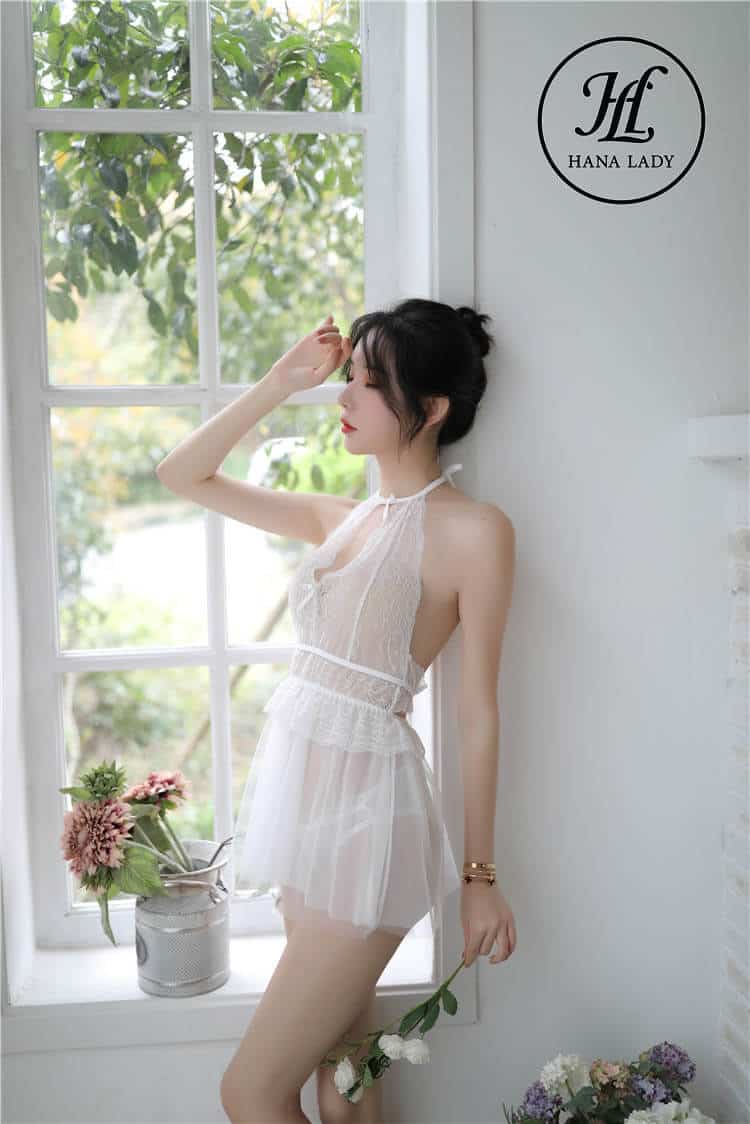 váy ngủ yếm voan xuyên thấu cao cấp VN274W