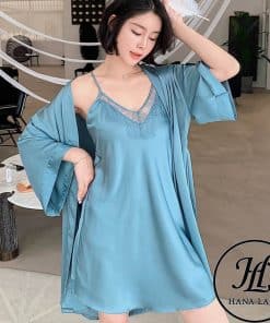 Váy ngủ lụa kèm choàng phối ren cao cấp VN280 7 Váy ngủ lụa kèm choàng phối ren cao cấp VN280 6