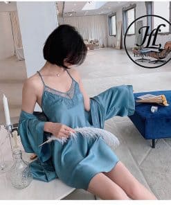 Váy ngủ lụa kèm choàng phối ren cao cấp VN280 4 Váy ngủ lụa kèm choàng phối ren cao cấp VN280 3