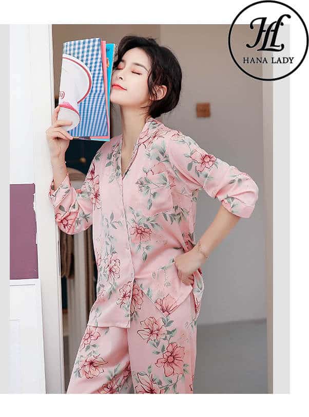bộ ngủ pijama lụa tơ tằm hoa cao cấp PJ 164