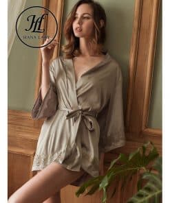 Áo choàng ngủ lụa quyến rũ cao cấp VN283 11 Áo choàng ngủ lụa quyến rũ cao cấp VN283 21
