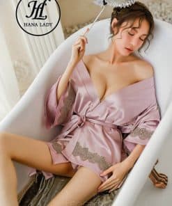 Áo choàng ngủ lụa quyến rũ cao cấp VN283 5 Áo choàng ngủ lụa quyến rũ cao cấp VN283 15