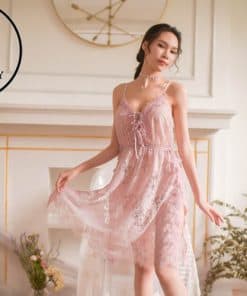 Váy ngủ ren hoa xẻ tà sexy VN277 5 Váy ngủ ren hoa xẻ tà sexy VN277 12