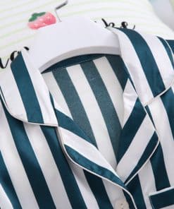 Pijama lụa cao cấp sọc xanh trắng PJ193 15