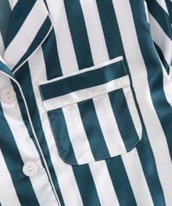 Pijama lụa cao cấp sọc xanh trắng PJ193 21