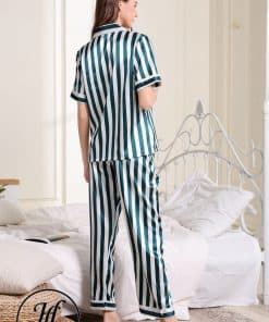 Pijama lụa cao cấp sọc xanh trắng PJ193 16
