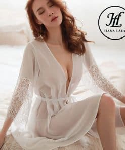 Áo choàng ngủ voan lụa phối ren cao cấp VN294 8 Áo choàng ngủ voan lụa phối ren cao cấp VN294 15