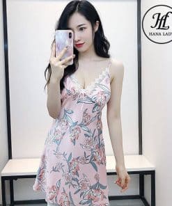 Váy ngủ lụa hoa kèm mút ngực (tháo rời) VN303 10