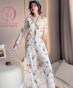 Pijama lụa họa tiết quả thơm cao cấp PJ227 5 Pijama lụa họa tiết quả thơm cao cấp PJ227 10