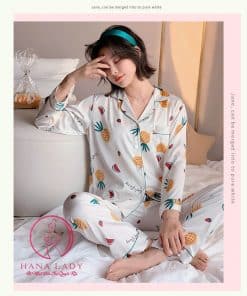 Pijama lụa họa tiết quả thơm cao cấp PJ227 4 Pijama lụa họa tiết quả thơm cao cấp PJ227 9