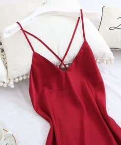 Váy ngủ lụa tơ xẻ tà cao cấp VN310 (Xanh, đỏ, đen) 6 Váy ngủ lụa tơ xẻ tà cao cấp VN310 (Xanh, đỏ, đen) 17