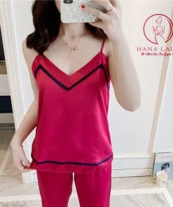 Đồ bộ lụa mặc nhà quần dài áo 2 dây PJ247 8 Đồ bộ lụa mặc nhà quần dài áo 2 dây PJ247 16