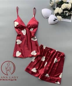 Bộ ngủ lụa dâu tây đỏ siêu yêu (tặng kèm mút ngực) PJ253 10 Bộ ngủ lụa dâu tây đỏ siêu yêu (tặng kèm mút ngực) PJ253 19