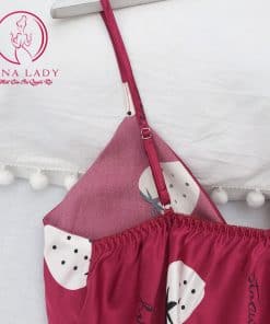 Bộ ngủ lụa dâu tây đỏ siêu yêu (tặng kèm mút ngực) PJ253 6 Bộ ngủ lụa dâu tây đỏ siêu yêu (tặng kèm mút ngực) PJ253 15