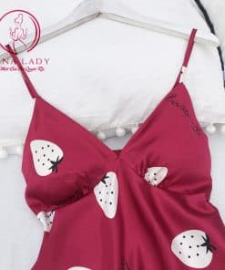 Bộ ngủ lụa dâu tây đỏ siêu yêu (tặng kèm mút ngực) PJ253 3 Bộ ngủ lụa dâu tây đỏ siêu yêu (tặng kèm mút ngực) PJ253 12