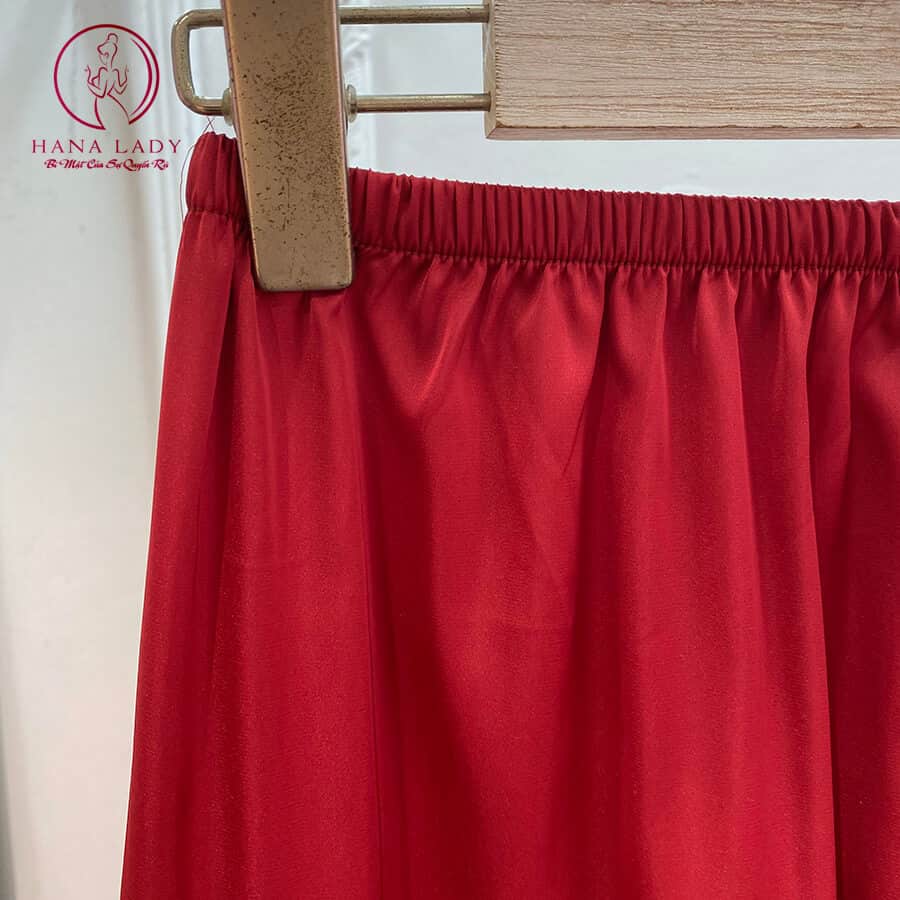 Pijama lụa tơ cao cấp đỏ trơn phối cổ sang trọng PJ246 13