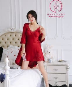 Váy ngủ kèm áo choàng lụa phối ren sang chảnh VN322 5 Váy ngủ kèm áo choàng lụa phối ren sang chảnh VN322 14