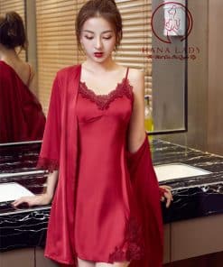 Váy ngủ kèm áo choàng lụa phối ren sang chảnh VN322 6 Váy ngủ kèm áo choàng lụa phối ren sang chảnh VN322 15