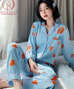 Pijama lụa tơ họa tiết son môi cao cấp PJ244 9