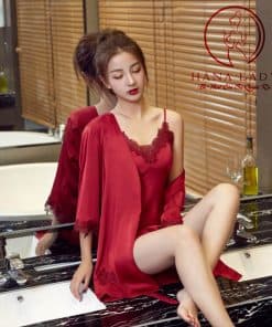 Váy ngủ kèm áo choàng lụa phối ren sang chảnh VN322 8 Váy ngủ kèm áo choàng lụa phối ren sang chảnh VN322 17