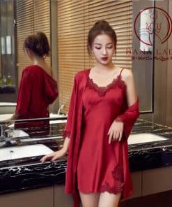 Váy ngủ kèm áo choàng lụa phối ren sang chảnh VN322 7 Váy ngủ kèm áo choàng lụa phối ren sang chảnh VN322 16