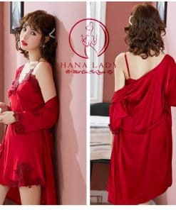 Váy ngủ kèm áo choàng lụa phối ren sang chảnh VN322 4 Váy ngủ kèm áo choàng lụa phối ren sang chảnh VN322 13