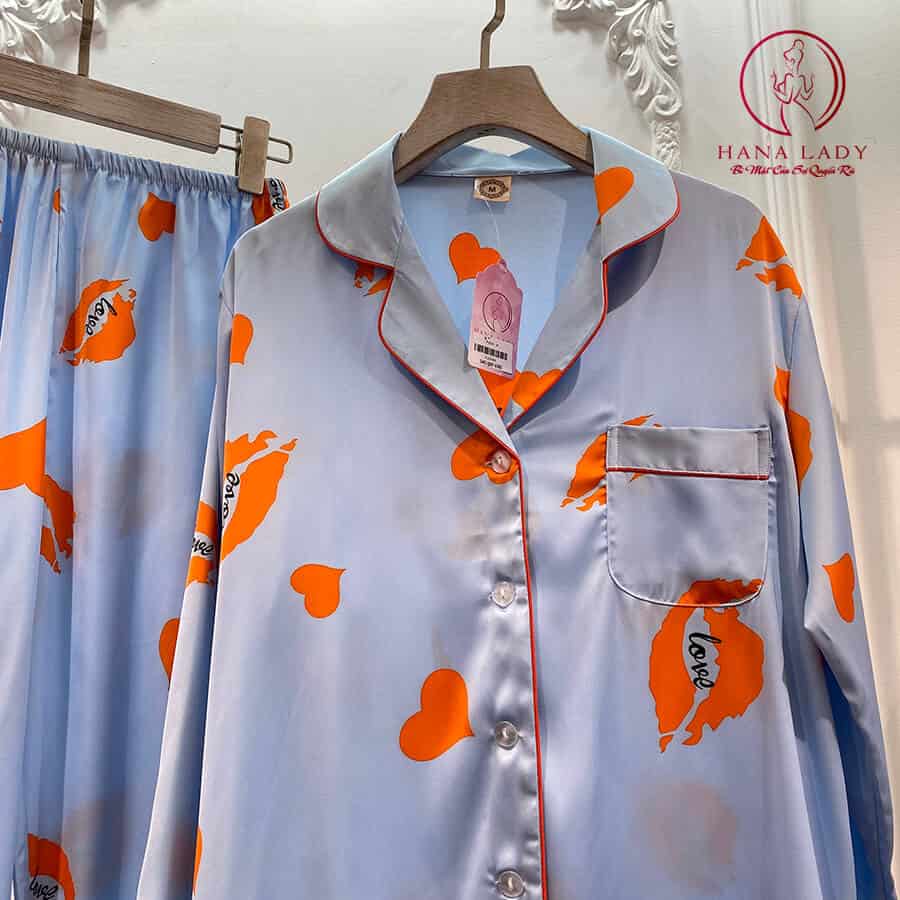 Pijama lụa tơ họa tiết son môi cao cấp PJ244 13